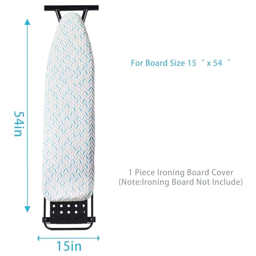 BNDX Ironing Board Cover,Silicone Coating, Scorch Resistant Padding,Extra Thick Heavy Duty Padded 4 Layers, 2" Elastic Edge,2 Click Buckles for Smooth Iron/Easy Installation, Summer Willow 15x54